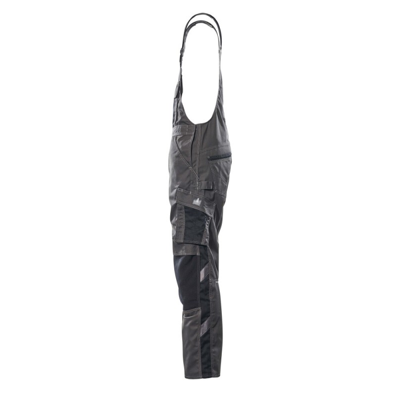 Mascot Safe Unique Augsburg Bib & Brace With Kneepad Pockets - Dark Anthracite/black