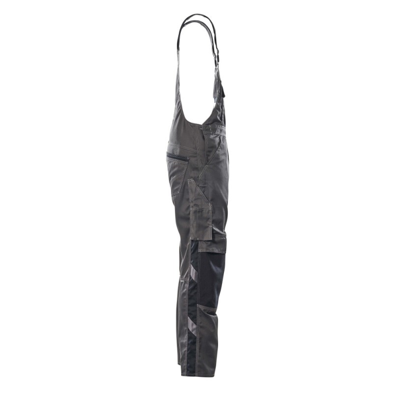 Mascot Safe Unique Augsburg Bib & Brace With Kneepad Pockets - Dark Anthracite/black