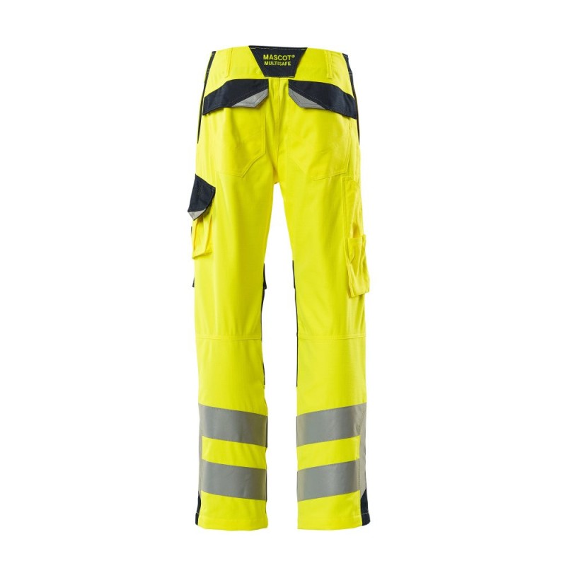 Mascot Arbon Multisafe 13879 Trousers With Kneepad Pockets Yellow Dark Navy