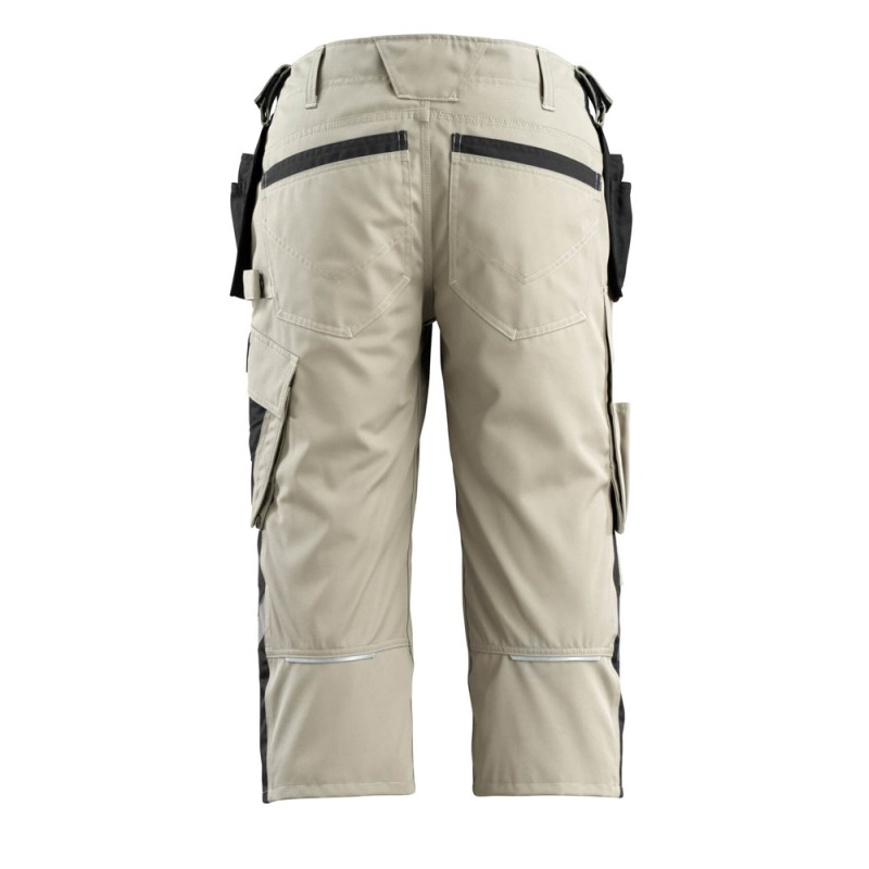 Mascot Safe Unique Lindau 3/4 Length Pants With Kneepad Pockets And Holster Pockets - Light Khaki/black