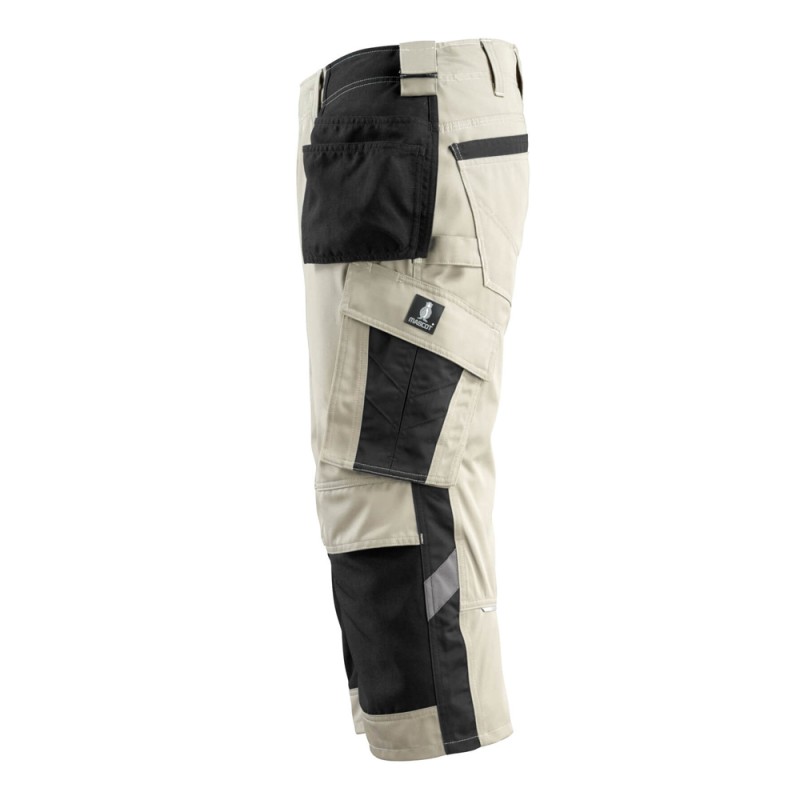 Mascot Safe Unique Lindau 3/4 Length Pants With Kneepad Pockets And Holster Pockets - Light Khaki/black