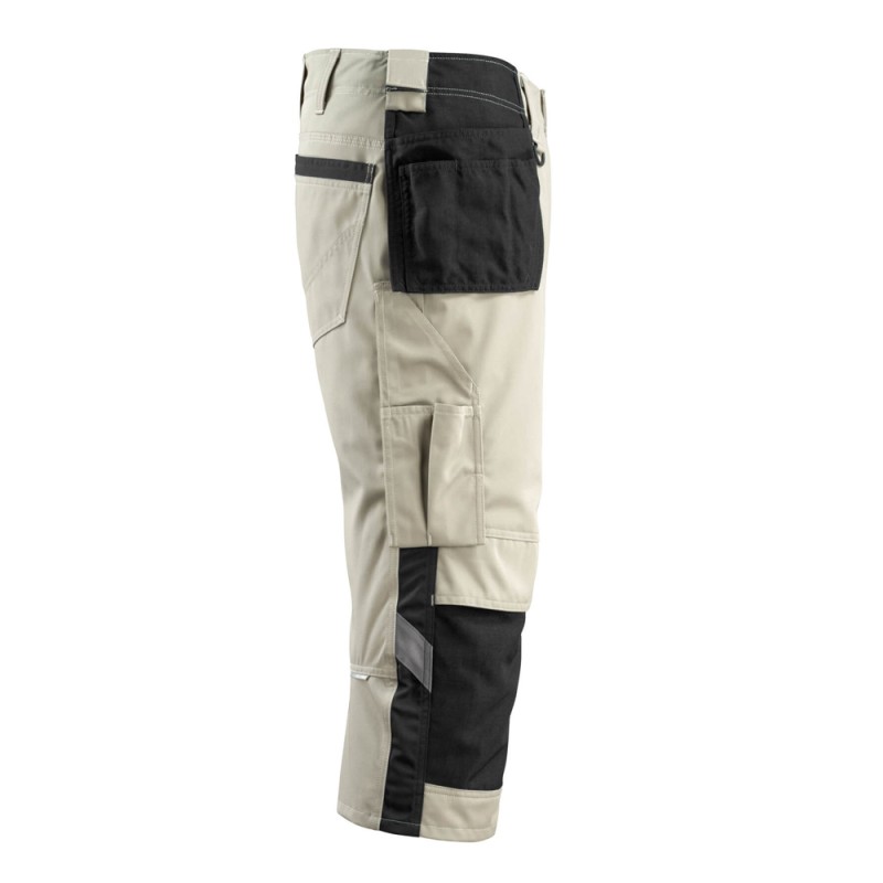 Mascot Safe Unique Lindau 3/4 Length Pants With Kneepad Pockets And Holster Pockets - Light Khaki/black