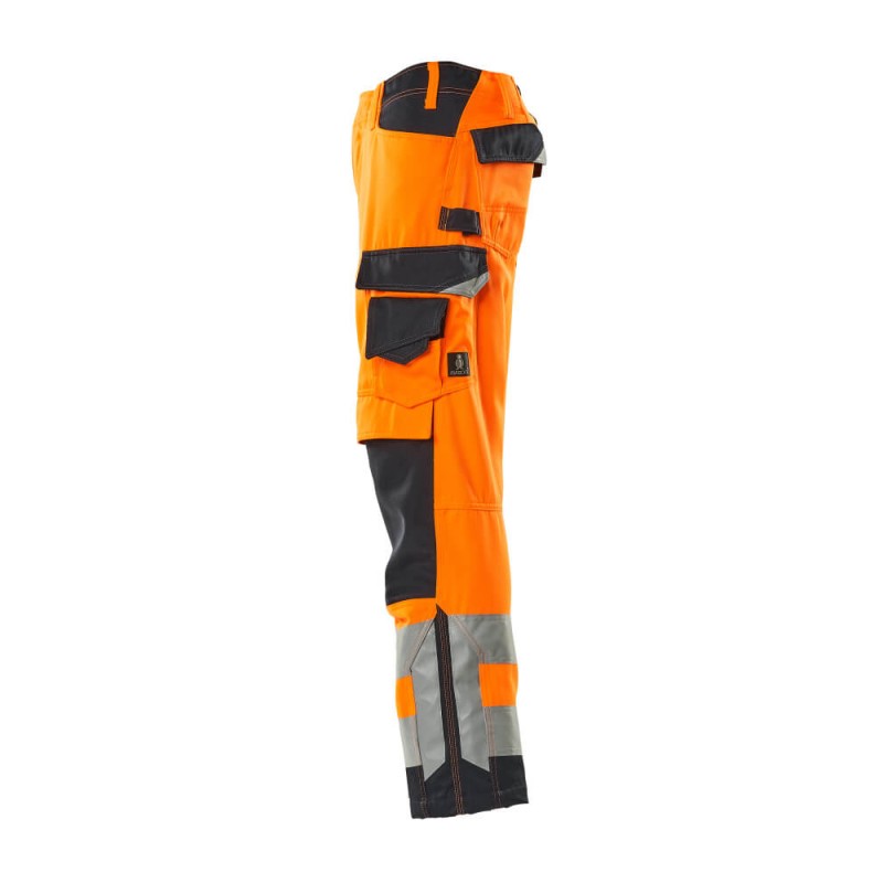 Mascot Kendal Safe Supreme 15579 Trousers With Kneepad Pockets Orange Dark Navy