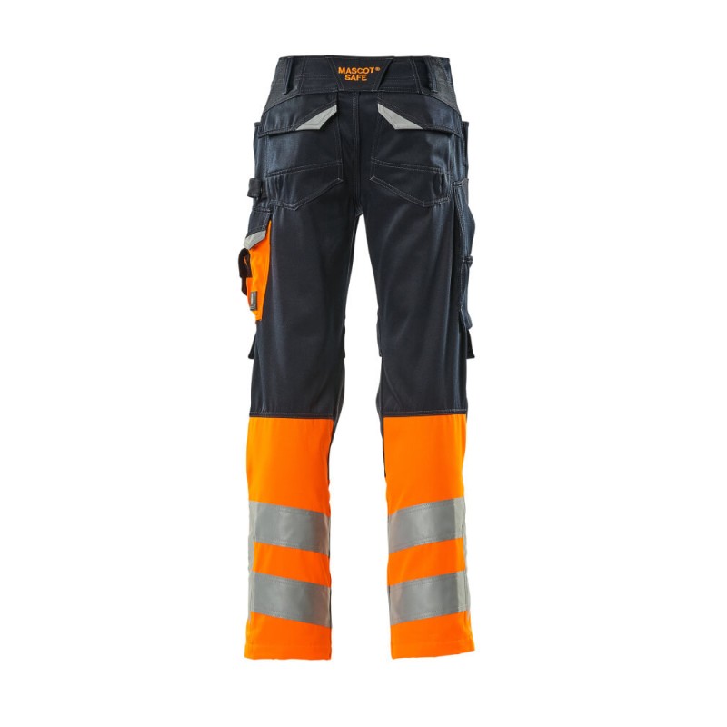 Mascot Leeds Safe Supreme 15679 Trousers With Kneepad Pockets Dark Navy Orange