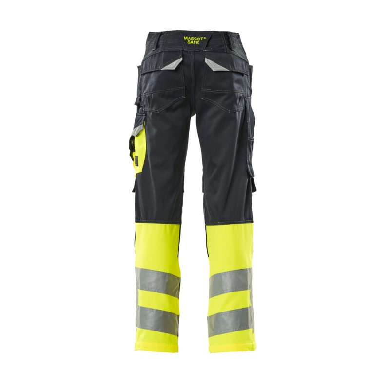 Mascot Leeds Safe Supreme 15679 Trousers With Kneepad Pockets Dark Navy Yellow