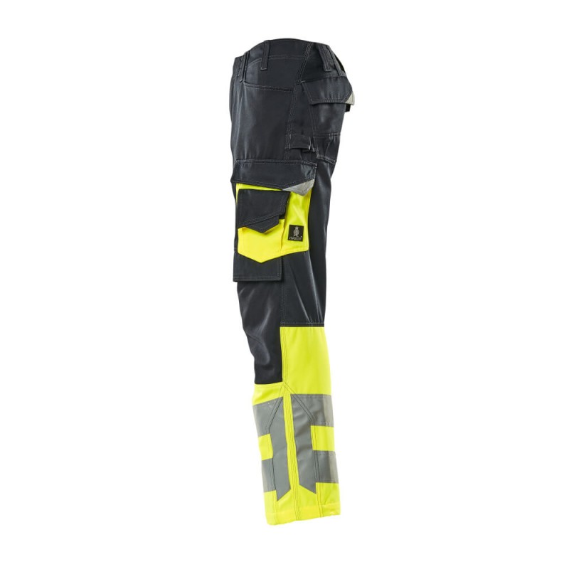 Mascot Leeds Safe Supreme 15679 Trousers With Kneepad Pockets Dark Navy Yellow