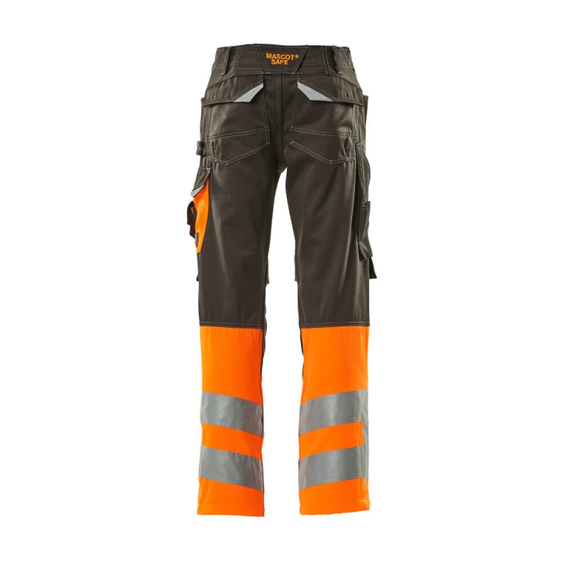 Mascot Leeds Safe Supreme 15679 Trousers With Kneepad Pockets Dark Anthracite Orange