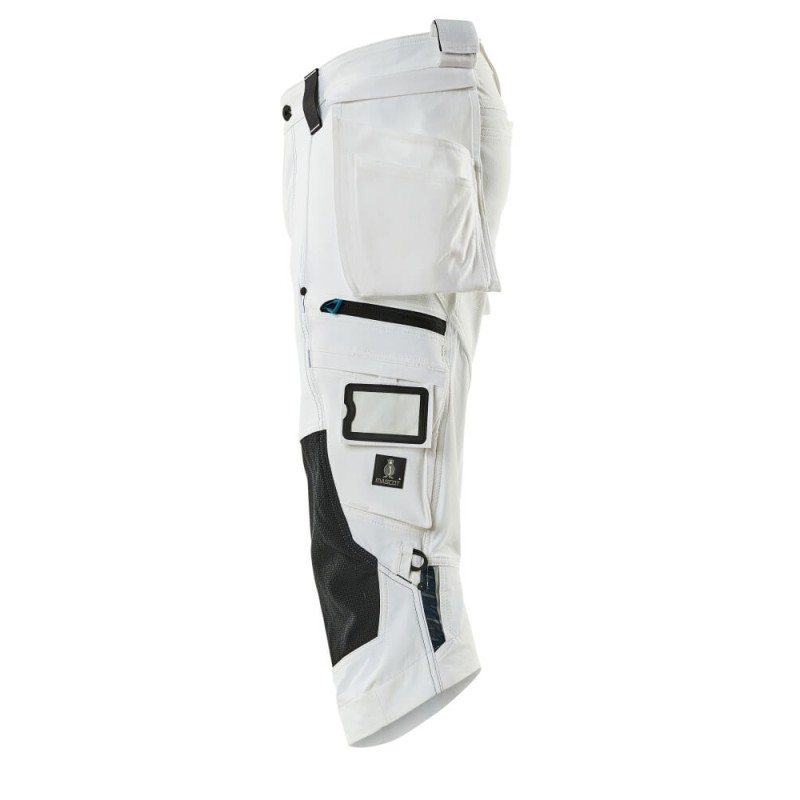 Mascot Advanced 17049 3/4 Length Pants With Kneepad Pockets And Holster Pockets - White