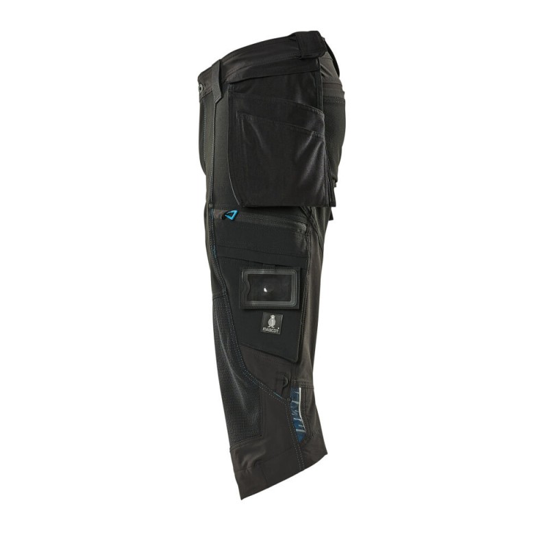 Mascot Advanced 17049 3/4 Length Pants With Kneepad Pockets And Holster Pockets - Black