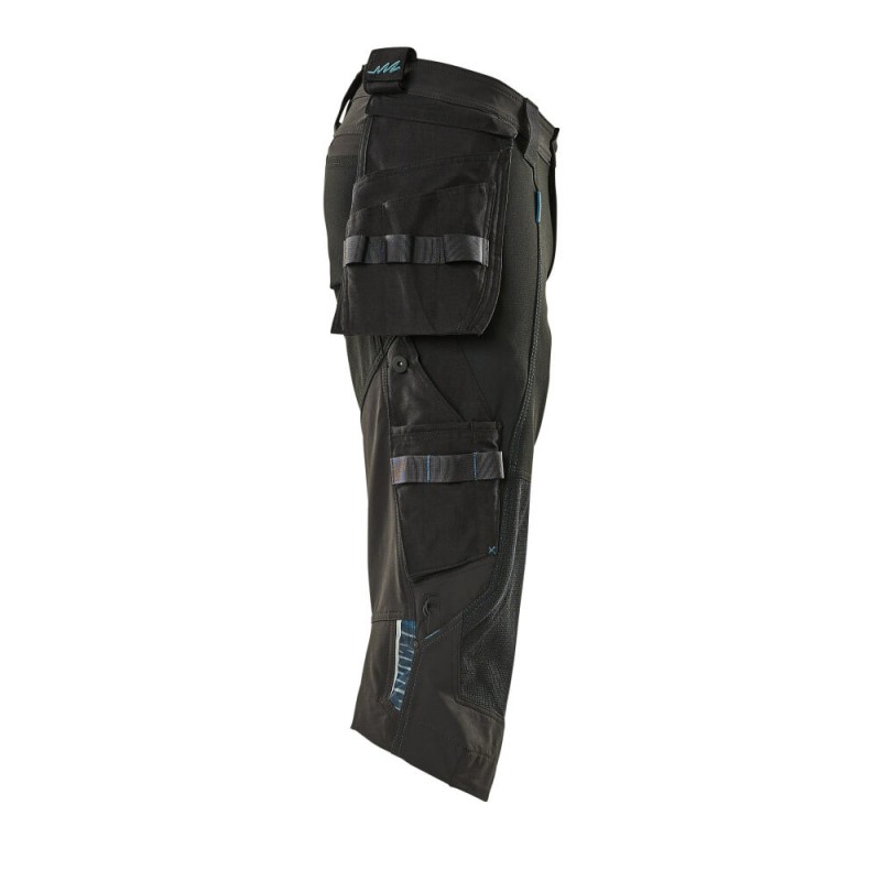 Mascot Advanced 17049 3/4 Length Pants With Kneepad Pockets And Holster Pockets - Black