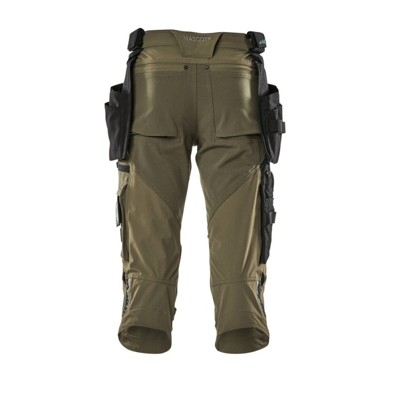Mascot Advanced 17049 3/4 Length Pants With Kneepad Pockets And Holster Pockets - Moss Green