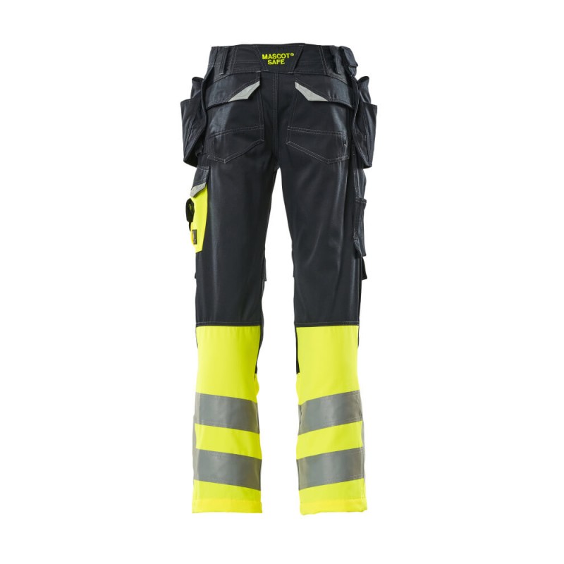 Mascot Safe Supreme 17531 Trousers With Holster Pockets Dark Navy Yellow