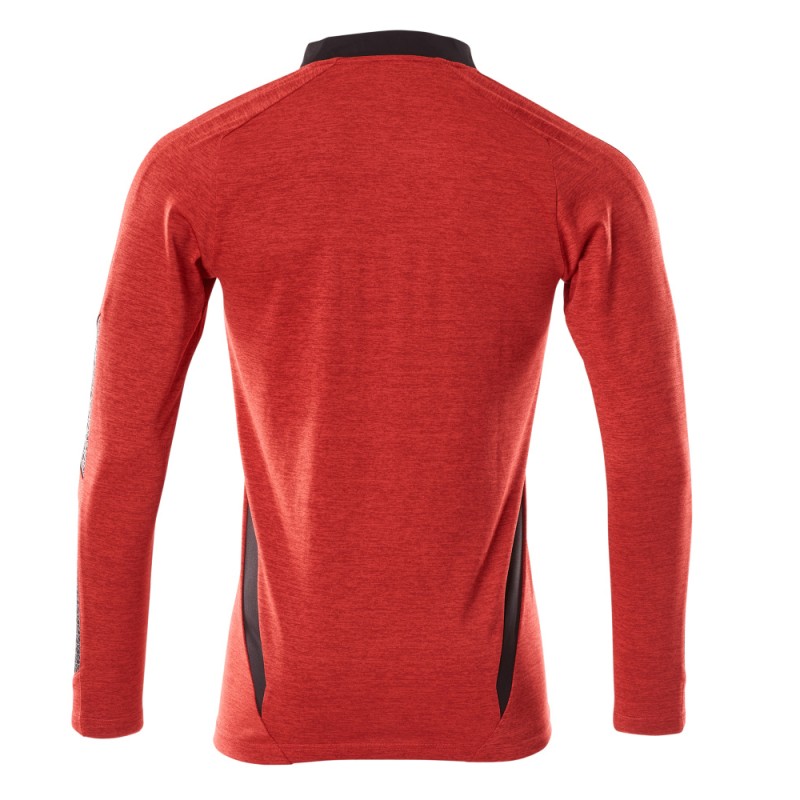 Mascot Accelerate 18081 Polo Shirt Long-sleeved Traffic Red Flecked Black