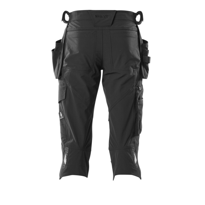 Mascot Accelerate 18249 3/4 Length Pants With Kneepad Pockets And Holster Pockets - Black