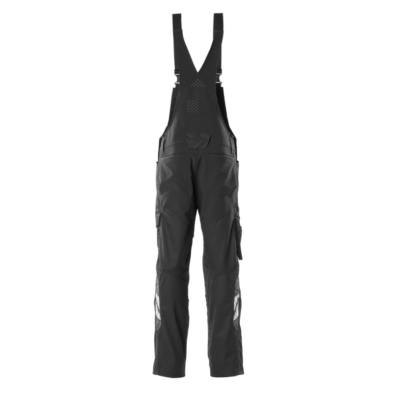 Mascot Accelerate 18569 Bib & Brace With Kneepad Pockets - Black