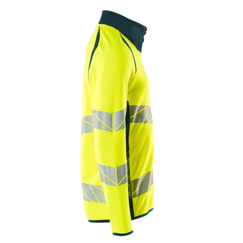 Mascot Accelerate 19184 Sweatshirt With Zipper Hi-Vis Yellow Dark Petroleum