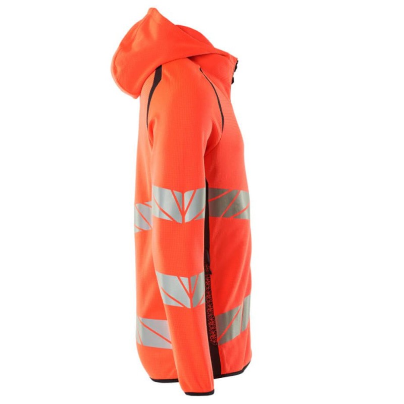 Mascot Accelerate 19284 Hoodie With Zipper Hi-Vis Red Dark Navy