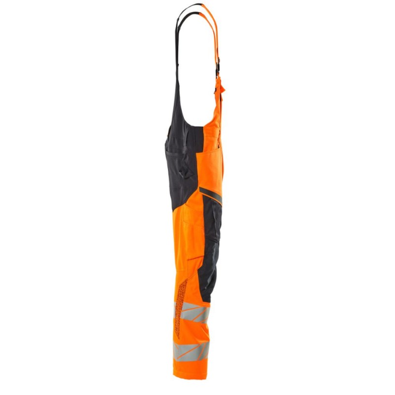 Mascot Accelerate 19569 Bib & Brace With Kneepad Pockets Hi-Vis Orange Dark Navy