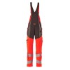 Mascot Accelerate 19569 Bib & Brace With Kneepad Pockets Hi-Vis Red Dark Anthracite