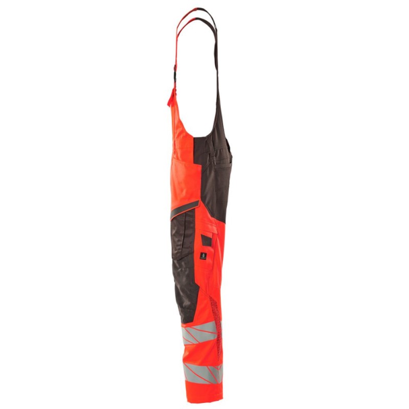 Mascot Accelerate 19569 Bib & Brace With Kneepad Pockets Hi-Vis Red Dark Anthracite