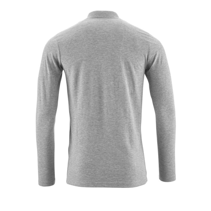 Mascot Crossover Prowash Polo Shirt Long-sleeved Grey Flecked