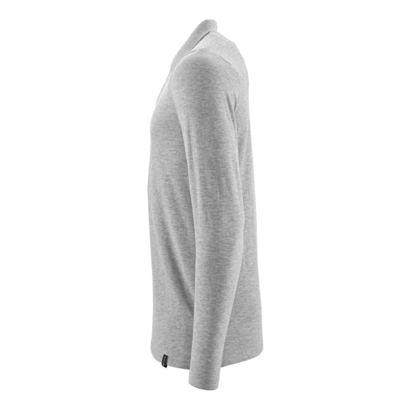 Mascot Crossover Prowash Polo Shirt Long-sleeved Grey Flecked