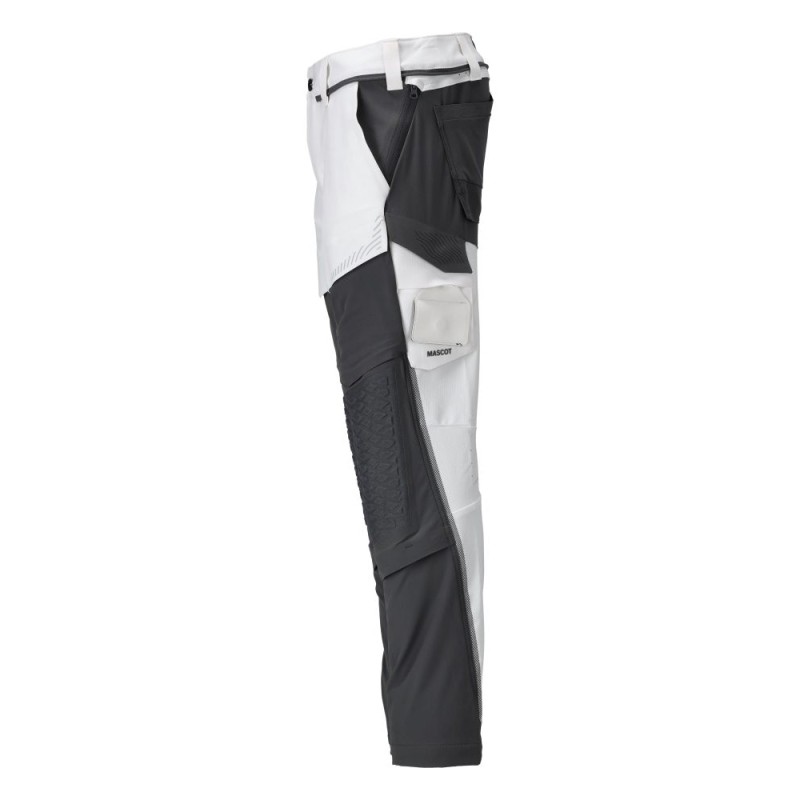 Mascot Customized 22079 Pants With Kneepad Pockets White/Grey