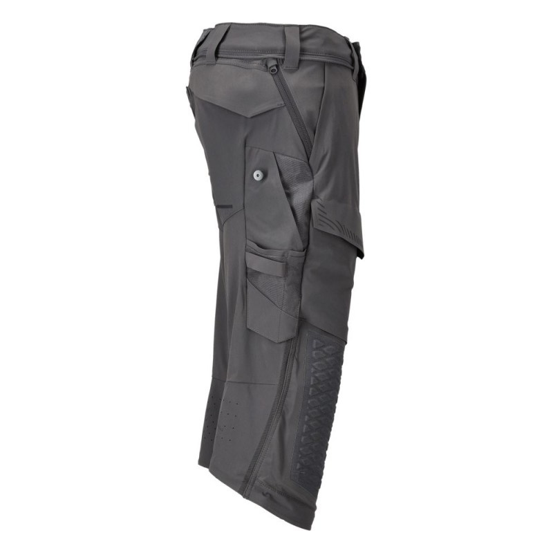 Mascot Customized 22249 3/4 Length Trousers With Kneepad Pockets Stone Grey