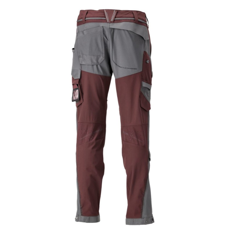 Mascot Customized 22279 Pants With Kneepad Pockets Bordeaux/Grey