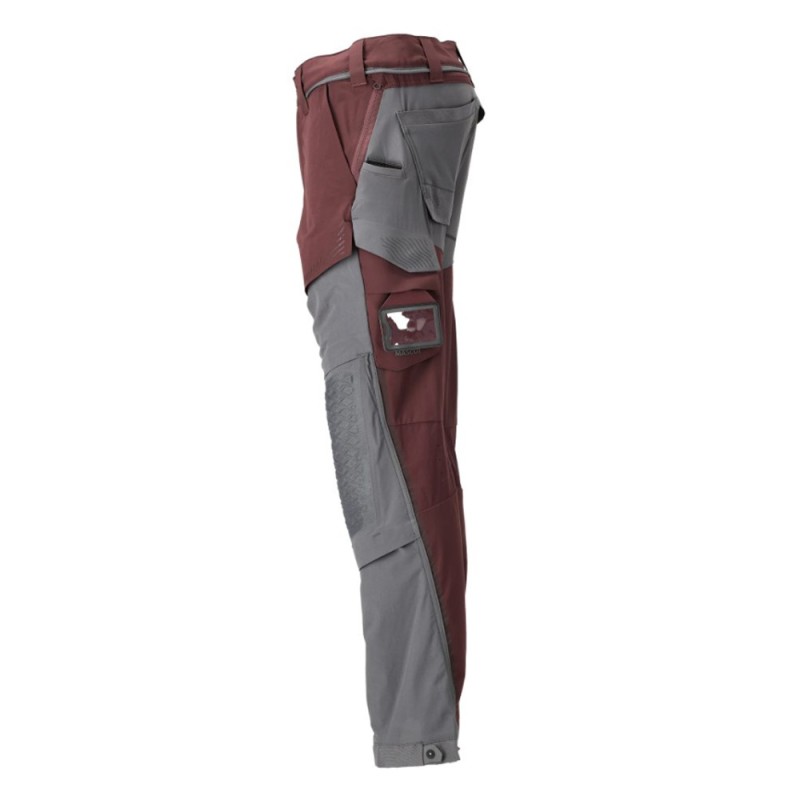 Mascot Customized 22279 Pants With Kneepad Pockets Bordeaux/Grey