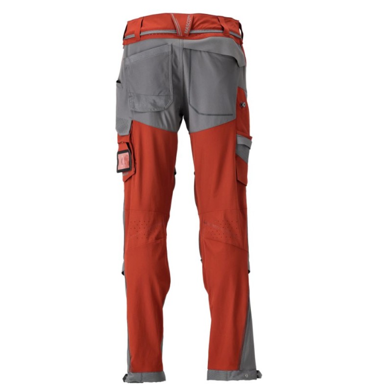 Mascot Customized 22279 Pants With Kneepad Pockets Red/Grey