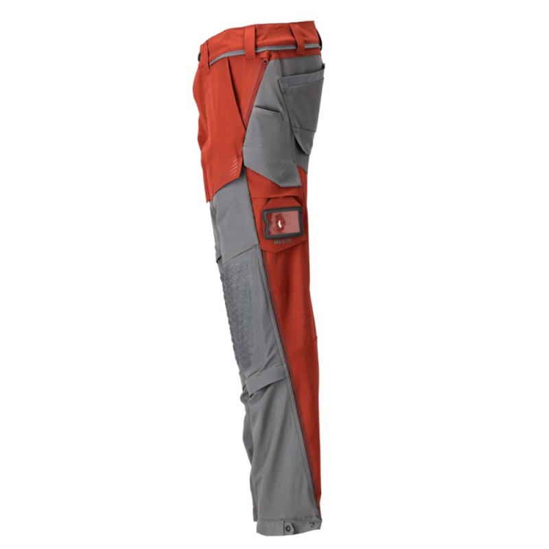 Mascot Customized 22279 Pants With Kneepad Pockets Red/Grey