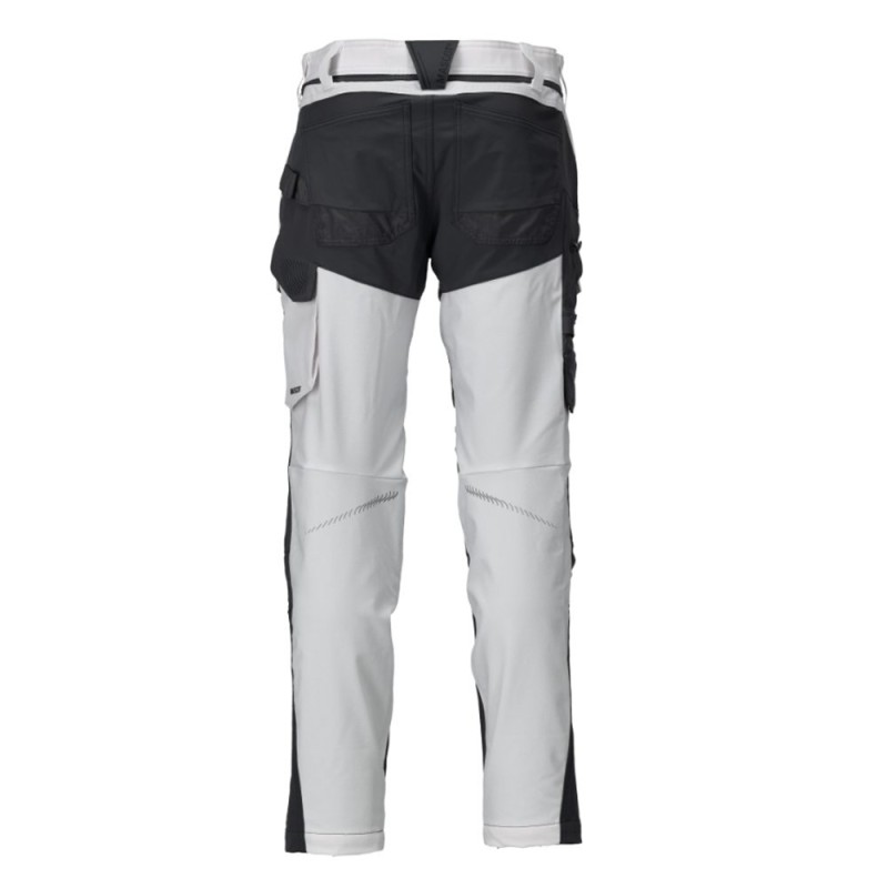 Mascot Customized 22379 Pants With Kneepad Pockets White/Black