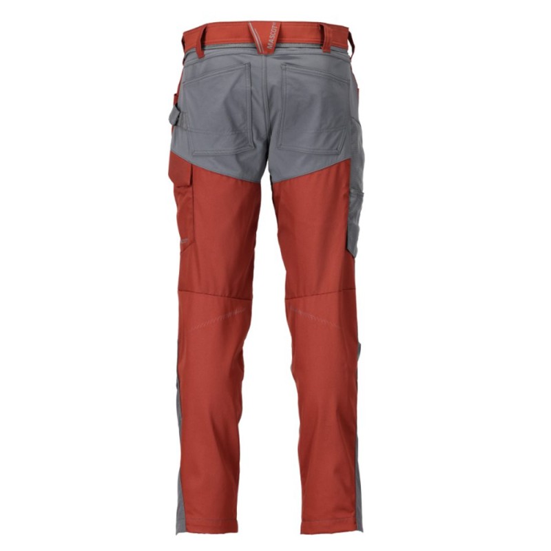 Mascot Customized 22479 Trousers With Kneepad Pockets Red Autumn Stone Grey