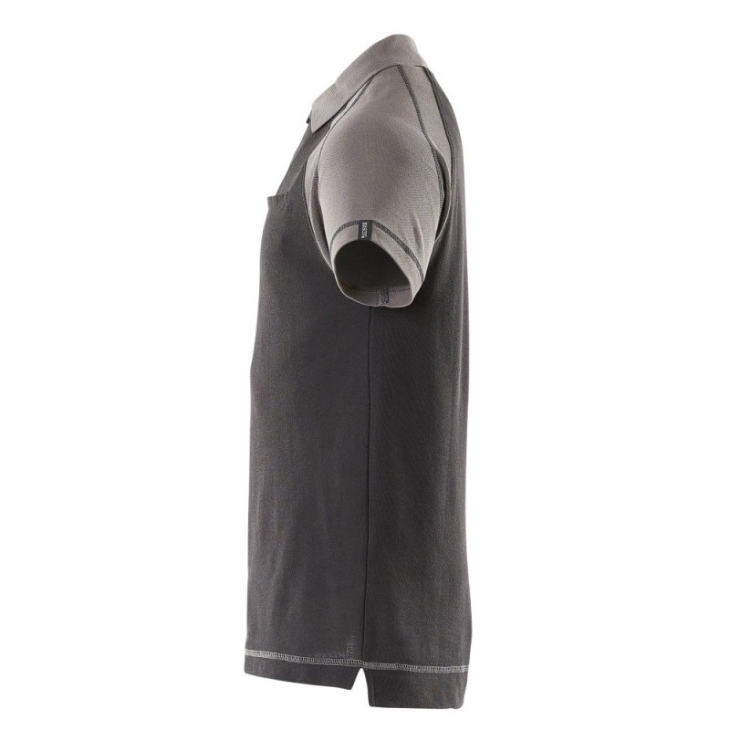 Mascot Image Bianco Polo Shirt With Chest Pocket Black Anthracite