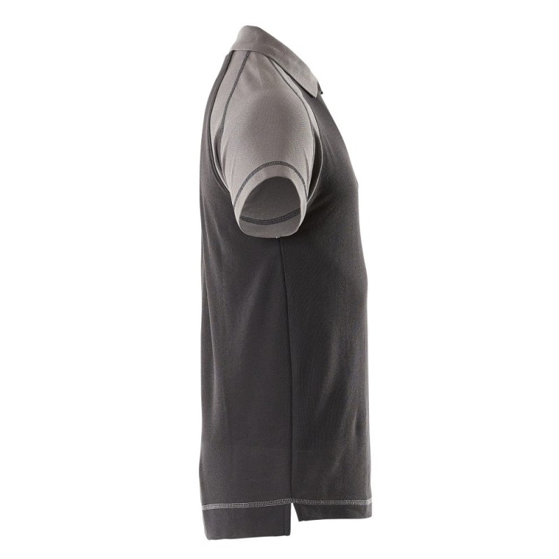 Mascot Image Bianco Polo Shirt With Chest Pocket Black Anthracite