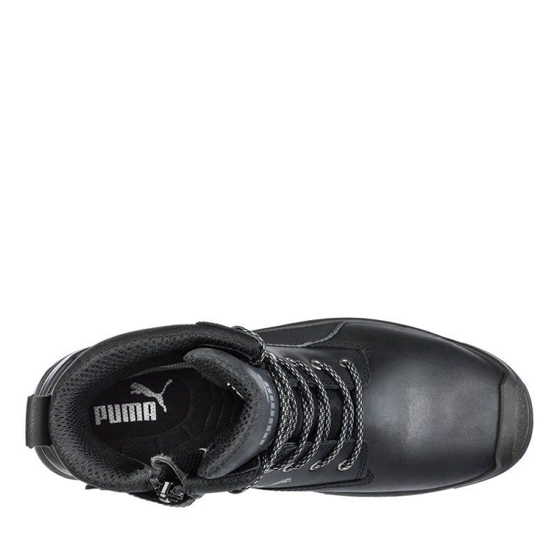 Puma Conquest 630730 Black Safety Boots Side Zip