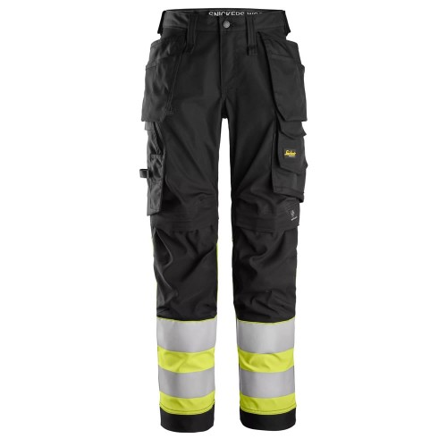 Snickers 6734 Hi-Vis Class 1 Womens Stretch Trousers Holster Pockets