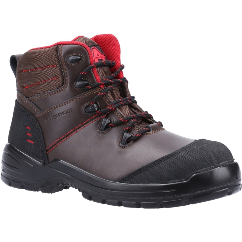 Amblers AS308C Waterproof Safety Boots Brown Metal Free